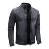 ABOORUN Fleece Denim Jacket Men Streetwear Motorcycle Biker Coats Slim fit Jackets Male Clothes