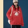 Plus-velvet Hoodies Women Winter Thicken Warm Loose All-match Leisure College Ulzzang Design Printed Fashion Drawstring Hip Hop