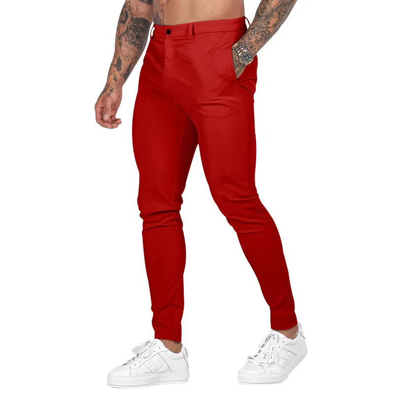 Spring Autumn Male Solid Color Slim Cargo Pants Homme Casual Fashion Simple All-match Pencil Trousers Sweatpants Men's Clothing