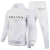 Men's Sports Hoodie Set Luxury Milan Print Sweatshirt Sweatpants Hooded Top Jogger Pants Casual Streetwear Sportswear