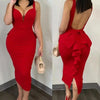 European V Neck Strap Solid Bodycon Dress Summer Casual Female Party Sexy Dresses Vestidos