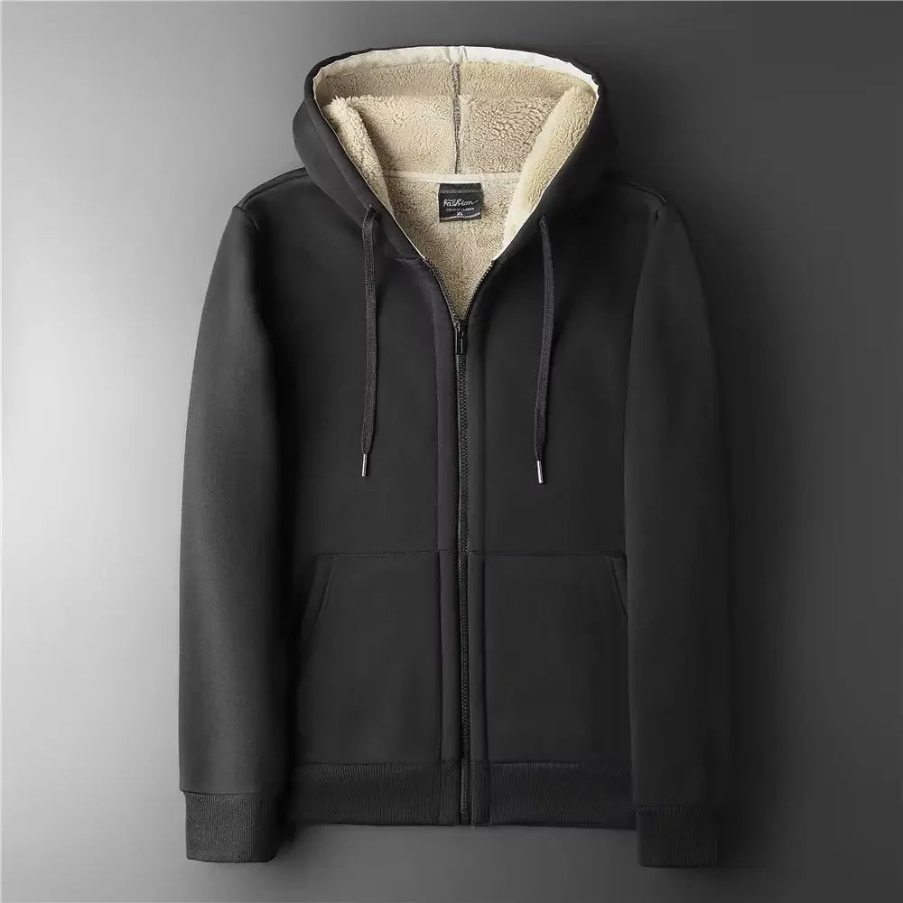 Thickened Fleece-Lined Men's Cotton Coat With Hoodie Warm Plus Size Parka Jacket For Winter Season