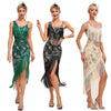 Sequin Dress 1920s Retro Tassel Peacock Pattern Dress Great Gatsby Cocktail Party Charleston Dance Dress Ball Long Evening Dress