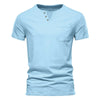 Short-sleeved V Neck T-shirts Fashion Simple Casual Pullover Tops Solid Breathable Sport Fitness Tees for Men