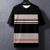 Summer Men's T-Shirt Stripe Print Crew Neck Pullover Business Casual Short Sleeve Tops Men's Casual Oversized Tees Fashion Tops