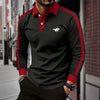 Men's long sleeved polo shirt, spring and autumn casual sports breathable top, men's fashion patchwork polo shirt