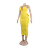 European V Neck Strap Solid Bodycon Dress Summer Casual Female Party Sexy Dresses Vestidos