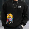 Men's autumn and winter fashionable casual loose BE KING bear cartoon printed fleece pullover round neck long sleeved sweatshirt