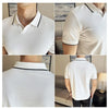 Men Polo Shirt Thin British Style Solid Casual Slim Fit Short Sleeved Top T-shirt Fashion Streetwear Men Clothing