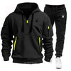 men's multi-pocket zipper hoodie + sweatpants two-piece jogging leisure fitness sports clothing set