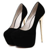 Sexy Club Suede Womens Black High Heels 16cm Stiletto Shoe Female Waterproof Stripper Flock Pumps Ladies Shoes Plus Size 45