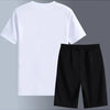 2024 Summer New Fashion Trend Short-Sleeved T-shirt Sports Set Men's Casual Loose Ice Silk Breathable High-Quality Two-Piece Set