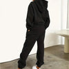 monogram print hoodie and pants set Casual sports set pocket details Autumn and winter fashion look