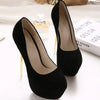 Sexy Club Suede Womens Black High Heels 16cm Stiletto Shoe Female Waterproof Stripper Flock Pumps Ladies Shoes Plus Size 45