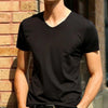 Summer Short Sleeve Men's Ice Silk Trackless T-shirts V-neck Slim Fit Casual Sport T-shirt Man Tees Tops