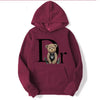 Autumn Winter Neutral Letter Bear Printed Hoodie Men's Casual Hoodie Loose Street Wear Skateboarding Single Color Man Clothing