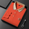 Lapel Long-sleeved Polo Shirt Fashion Embroidery Men's Casual Loose Breathable Polo T-shirt