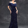 Mgiacy Line neck pleated tint sequin velvet fishtail Dress Evening Gown Ball dress Party dress Bridesmaid dress