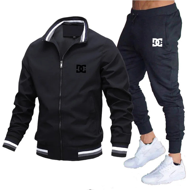 Men's Sets Jacket and Sweatpants 2-piece Set Casual Spliced Pants Baseball Stand Neck High Quality Jogging Jacke