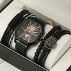 Alloy Quartz Bracelets Casual Leather Strap Cool Black