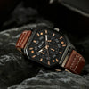 Alloy Quartz Bracelets Casual Leather Strap Cool Black