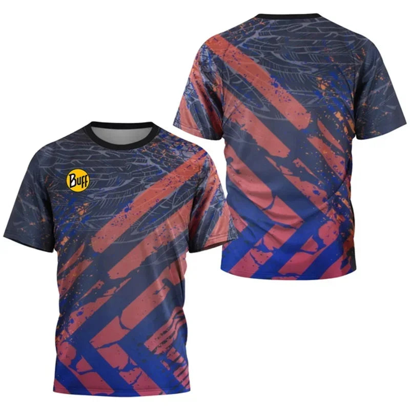 Summer new fashionable men's printed sports T-shirt round neck casual short sleeved plus size comfortable men's T-shirt top