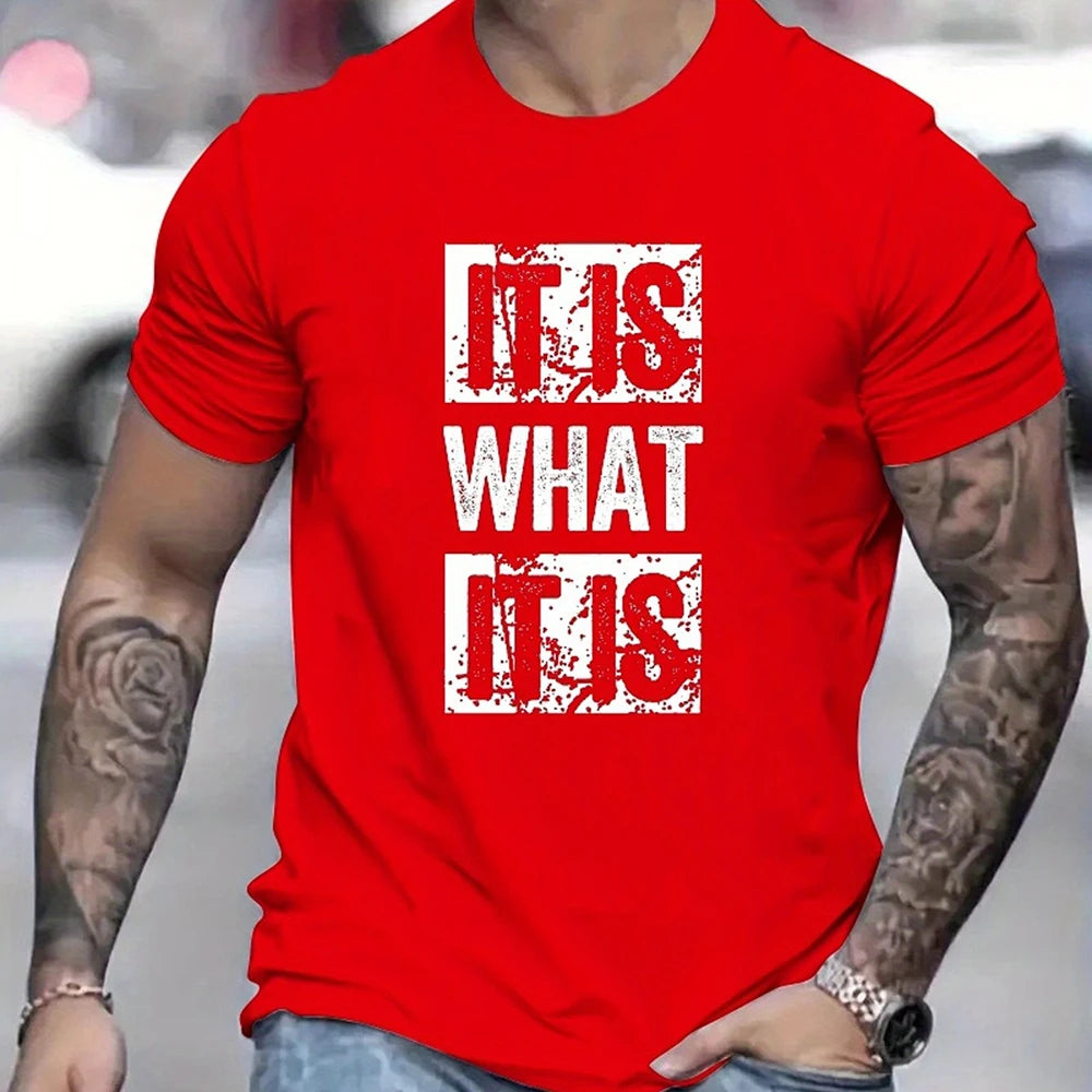 Men's T Shirt Creative Letter Printed Short Sleeve T-shirts Breathable O-Neck Fitness Menwear Men's Top Clothing