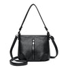 Solid Soft Leather Handbag for Women Casual Crossbody Bag for Daily Commute Multi Compartment Zipper Shoulder Bags Female Sac