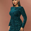 D&M Sexy Backless Bodycon Dress Long Sleeve Sequins Elegant Party Dresses Women Mini Dresses