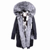 MAOMAOKONG 2023 Red Fox Fur Liner Parkas Real Fur Collar Coat Thick Warm Female Inner Fur Luxury Jacket Woman