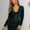 Sexy vintage black mini sequin summer dress women bodycon club birthday party dress elegant long sleeve evening dresses vestidos