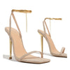 Women heels Sexy Gold  High Heels Sandals Thin Single Strap Metal Stiletto Sandals Gold Heel Shoes