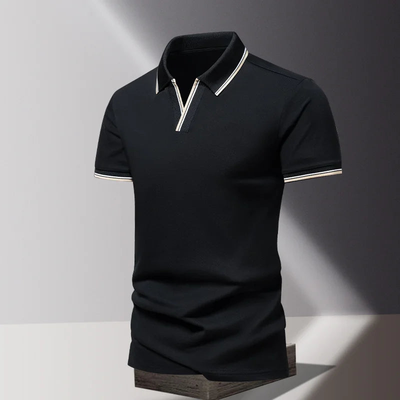 POLO shirt men's summer fashion ice silk quick drying short sleeved T-shirt solid color loose business collar pure cotton top