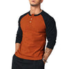 New Men's Casual T-shirt Men's Round Neck Slim Arm Color-blocked Long Sleeve T-shirt European and American Base Shirt