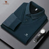 New Long Sleeve Polo Shirts Waffle Men's Long Sleeve T-shirt Spring Lapel Business Casual Polo Shirt Elastic Base Shirt Top