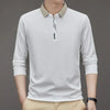 Men's Long Sleeve Turn-down Collar Waffle T-shirt Business Casual Polo Shirt Tee