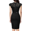 Women's Elegant Floral Lace Ruffle Cap Sleeve Cocktail Party Knee Length Dress