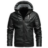 Men's Fleece Liner PU Leather Jackets Coats with Hood Autumn Winter Casual Motorcycle Jacket for Men Windbreaker Biker Jackets