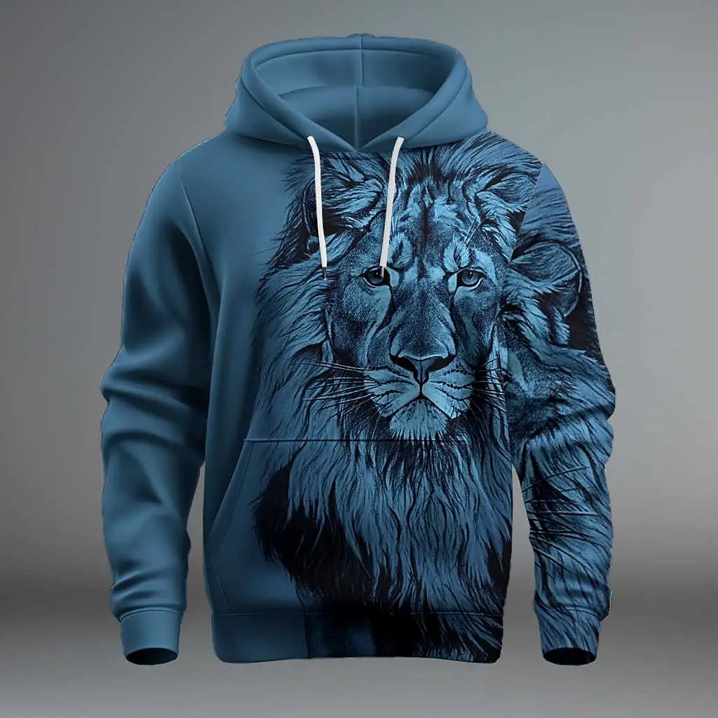 Funny 3D Lion Printed Hoodies For Men Fashion Loose Sweatshirts Street Trend Harajuku Men's Clothes Autumn New Pullover