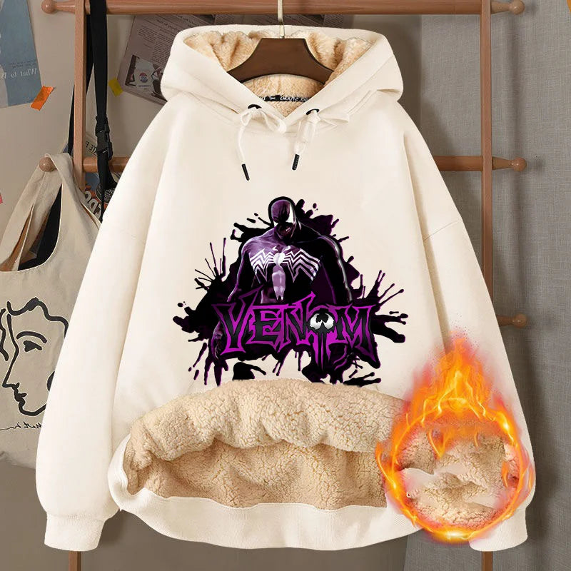 Venom Hoodies Movie Peripherals Jacket Winter Thickened Warm Street Sportswear Casual Sweatshirt Adult Clothes Cool Men Clothing