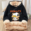 Snoopy Fleecing Hoodie for Adult Cute Cartoon Sweatshirt New Warm Winter Coat Black Fleece Clothing Fashion Thick Clothes Gift