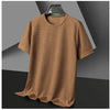 Men's New Summer Waffle round Neck Short Sleeve T-Shirt Comfortable Breathable Short-Sleeved Top for Casual Wear