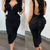 European V Neck Strap Solid Bodycon Dress Summer Casual Female Party Sexy Dresses Vestidos