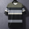 Summer Men's T-Shirt Stripe Print Crew Neck Pullover Business Casual Short Sleeve Tops Men's Casual Oversized Tees Fashion Tops