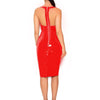 S-6XL Shiny Vinyl Latex Dress Back Zip Bodycon Sleeveless V-Neck PVC Faux Leather Party Club Midi Dress