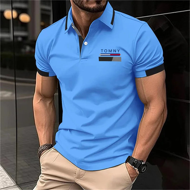 Fashion Men's Polo Shirt Summer Simple Versatile Street Clothing Business Loose Leisure Breathable Lapel Short sleeve Men's Top