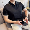 Men Polo Shirt Thin British Style Solid Casual Slim Fit Short Sleeved Top T-shirt Fashion Streetwear Men Clothing