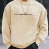 Men's autumn and winter fashionable casual loose and simple letter printed fleece pullover round neck long sleeved sweatshirt