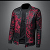 Minglu Stand Collar Men's Jackets High Quality Long Sleeve Floral Jacquard Zipper Casual Male Coats Fashion Man Outerwear 5XL