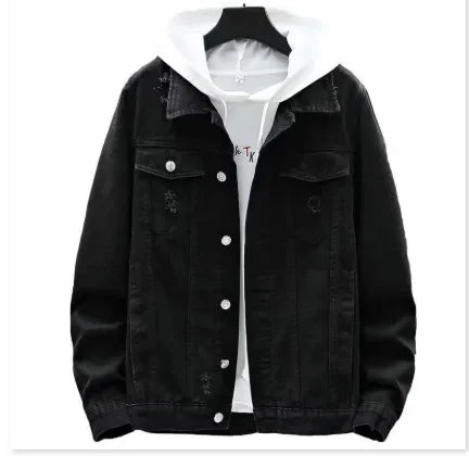 Trendy Denim Jacket Unisex Casual Hooded Spring Autumn Fashion European Style Versatile Brand Men's Loose Fit Border Crossing